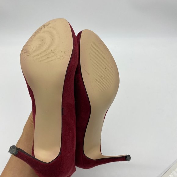 Red Round Toe Lace Up Boot Zip Stiletto Heel Boot - Picture 6 of 9